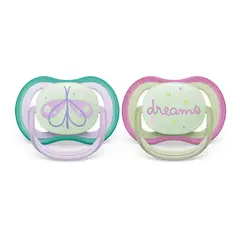 AVENT - Chupete Ultra Air Night 0-6 Niña Philips