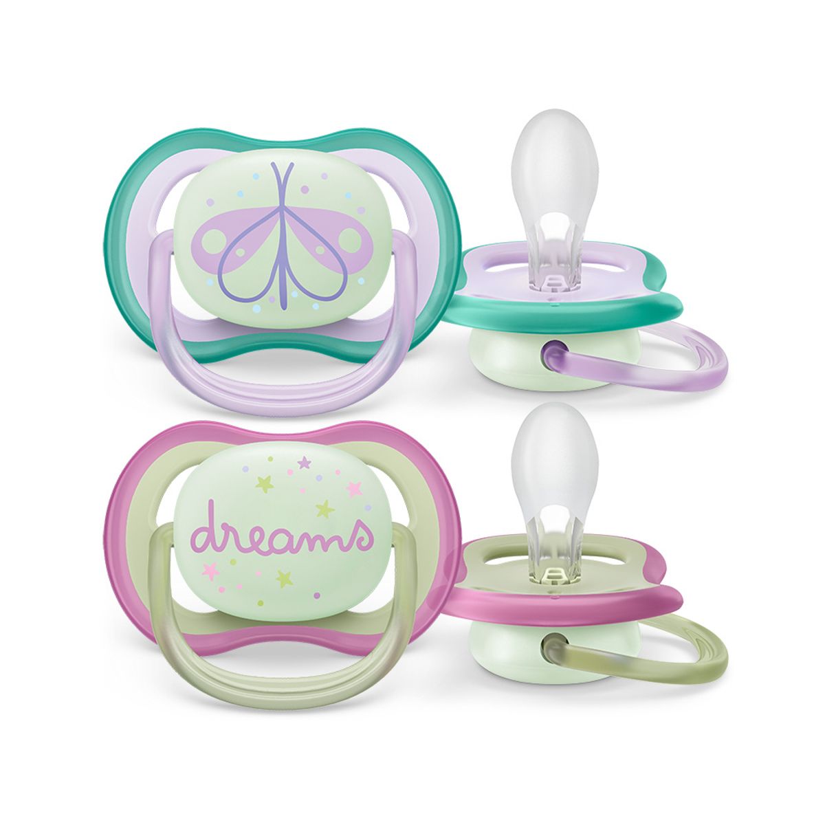 AVENT - Chupete Ultra Air Night 0-6 Niña Philips Avent
