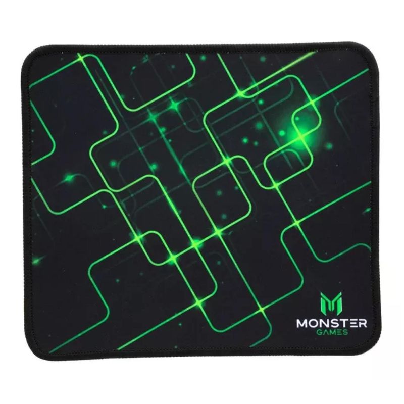 MONSTER GAMES - MousePad Gamer 23x20cm Negro Verde Start Monster Games