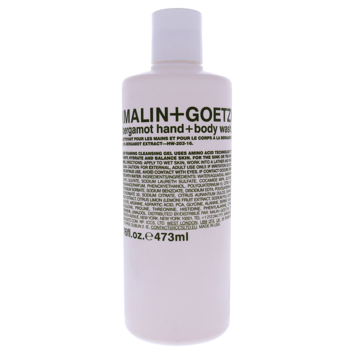 MALIN + GOETZ - Gel de Ducha y Manos de Bergamota 480ml Malin + Goetz