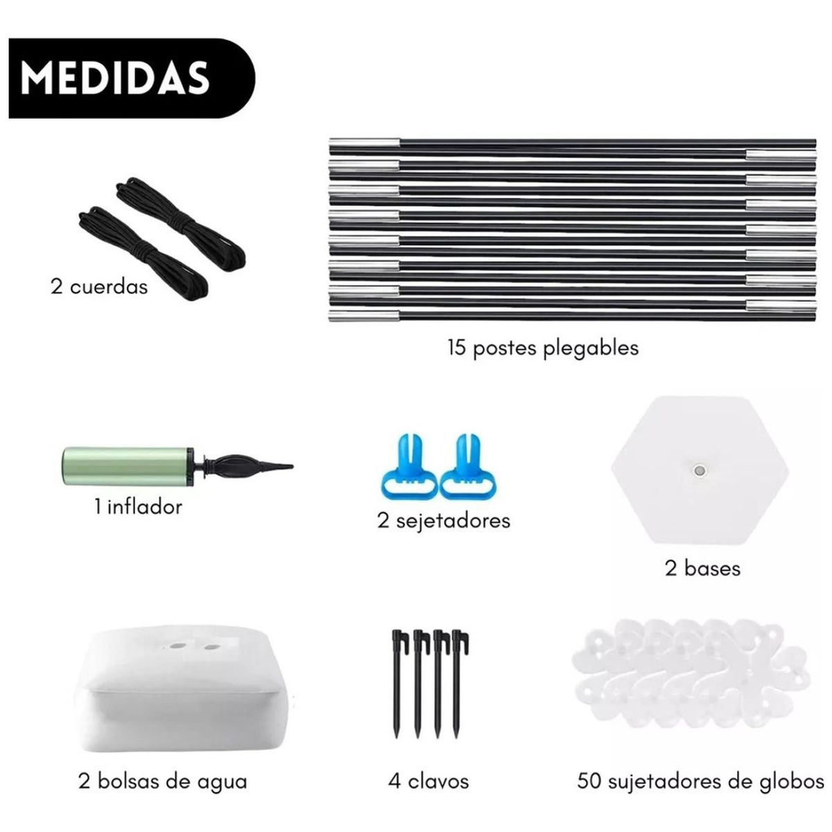 ANYHOGAR - Base Estructura Para Arco De Globos Completo 27 X 3 Metros