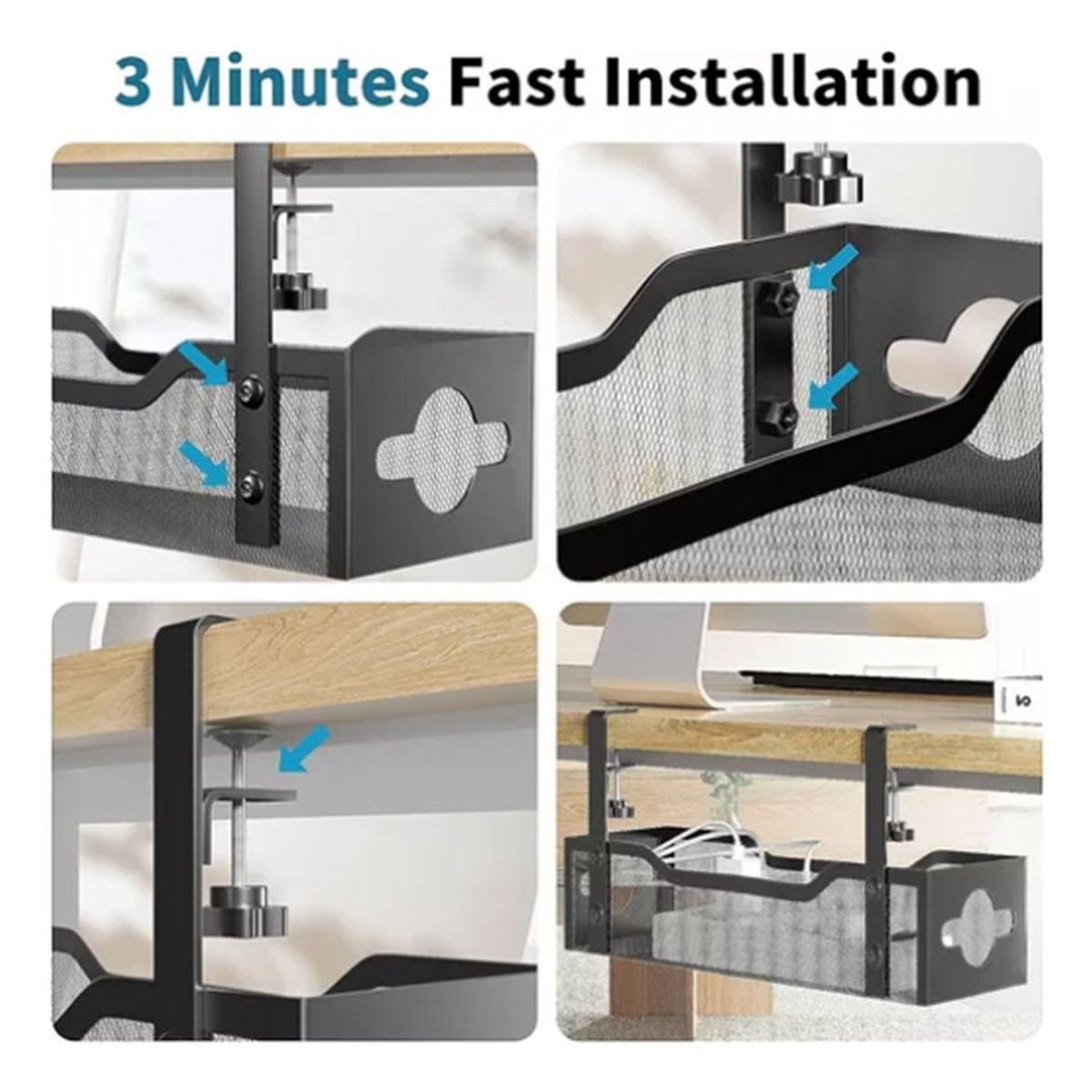 ANYHOGAR - Organizador Cables Escritorio Bandeja Rejilla 40cm