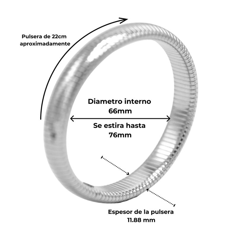 ELBAULDEJUMA - Pulsera elastica tejido de serpiente hipoalergenica plateada acero
