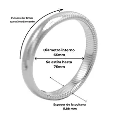 ELBAULDEJUMA - Pulsera elastica tejido de serpiente hipoalergenica plateada acero