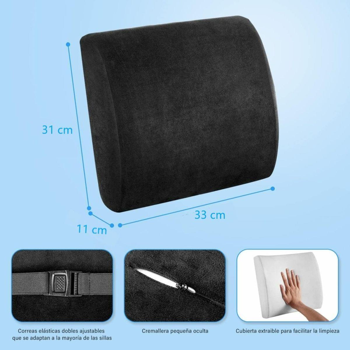 ANYHOGAR - Cojin Lumbar Ergonomico Y Asiento Para Sillas