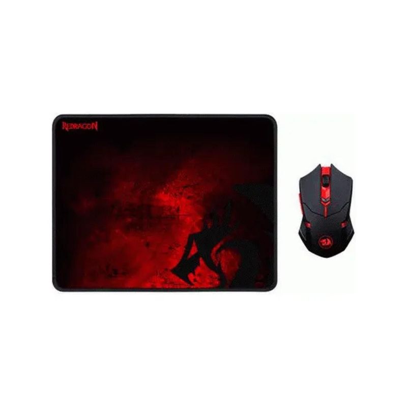 REDRAGON - Kit Mouse Y Mousepad Gamer Negro Rojo M601WL-BA Redragon