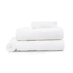 KARSTEN - Set toalla baño y mano 100% algodón 4 piezas 380gr Blanco