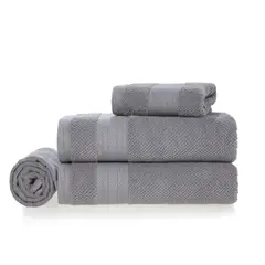 KARSTEN - Set toalla baño y mano 100% algodón 4 piezas 380gr Gris