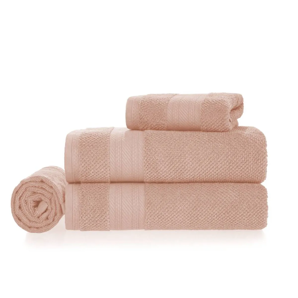 KARSTEN - Set toalla baño y mano 100% algodón 4 piezas 380gr Rosa