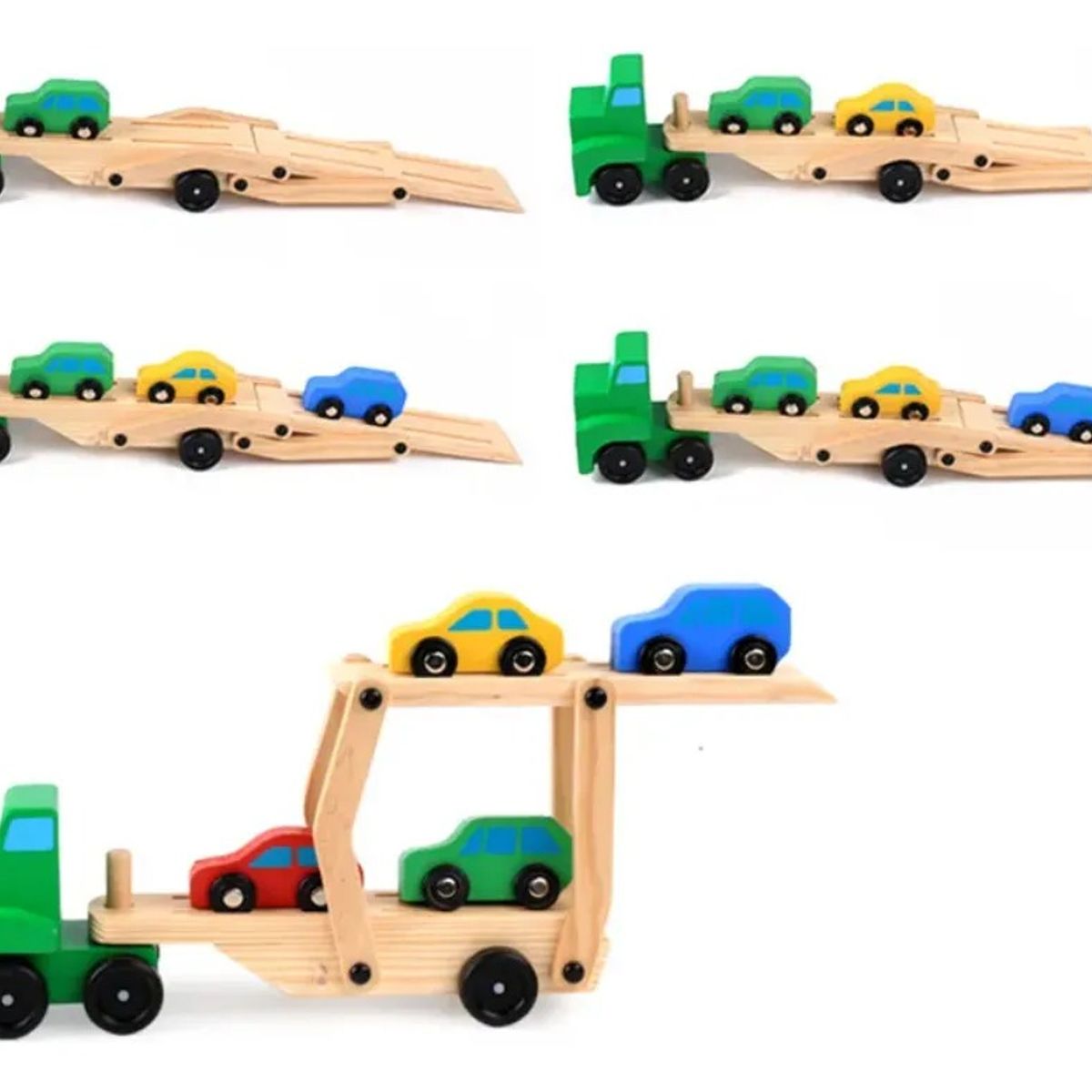 GENERICO - Camion Transportador De Autitos De Madera Juguete Didáctico