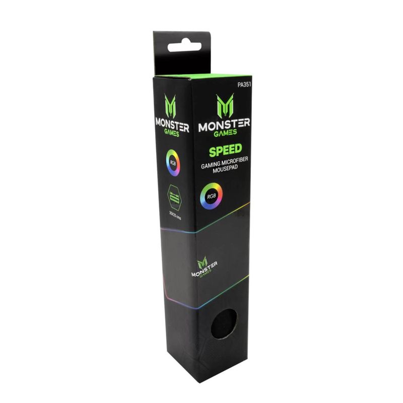 MONSTER GAMES - MousePad Gamer USB RGB 35x25cm Negro Speed Monster Games