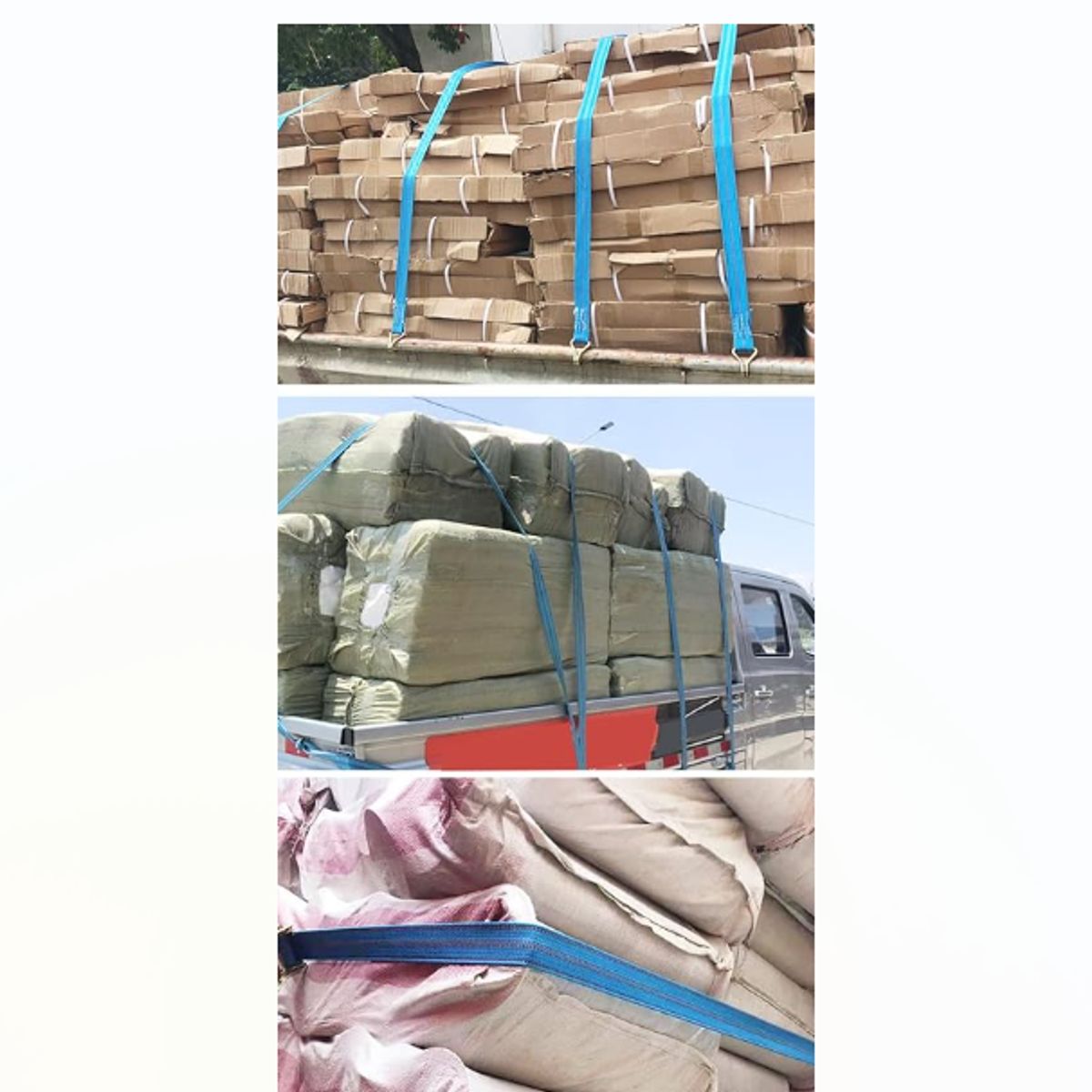 GENERICO - Set Kit Juego Eslinga Cinta Amarre Ratchet 4 Piezas 500 kg