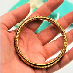 ELBAULDEJUMA - Pulsera elastica hipoalergenica tejido de serpiente chapada en oro 18k