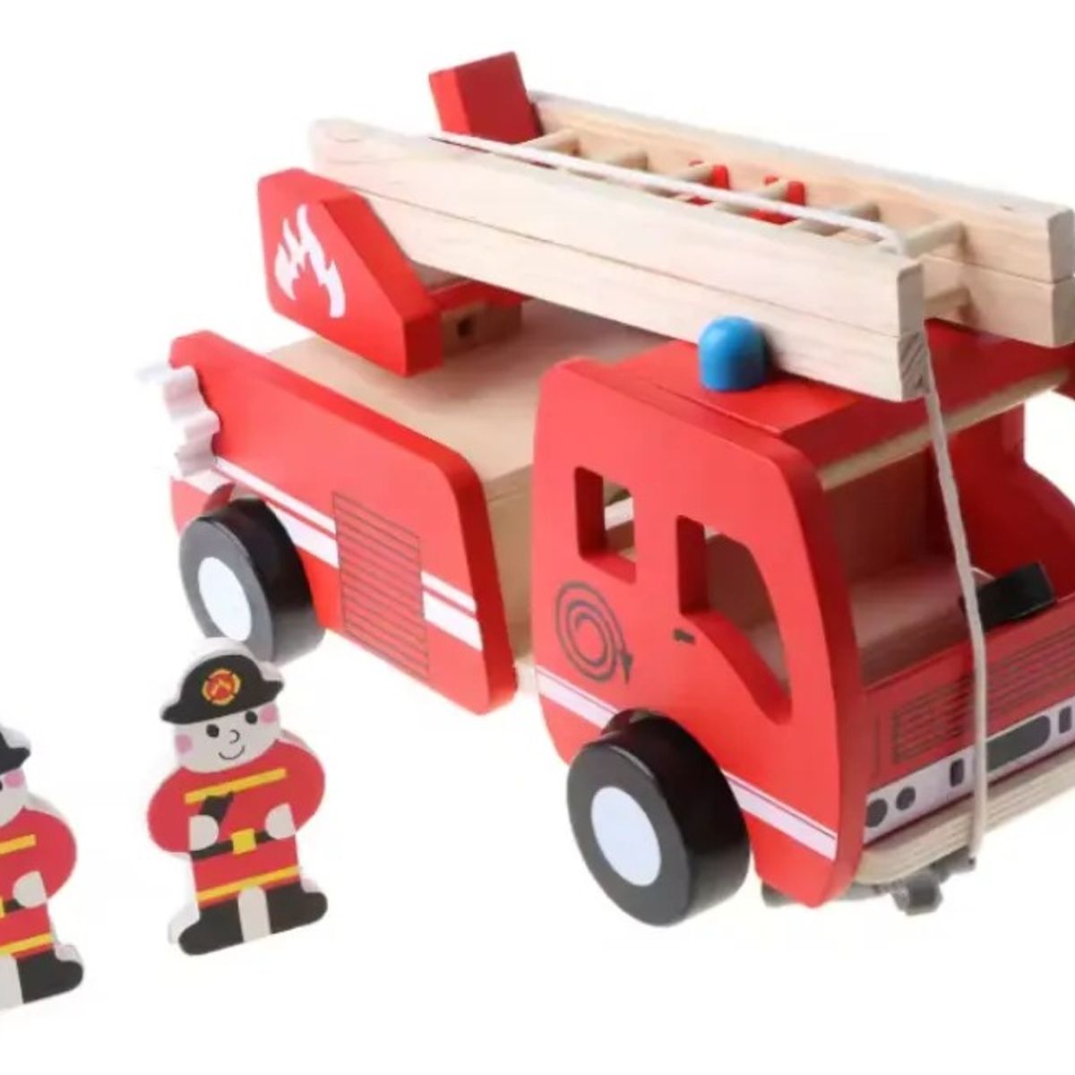 GENERICO - Carro Bomberos Madera Juguete Didáctico Montessori Niños