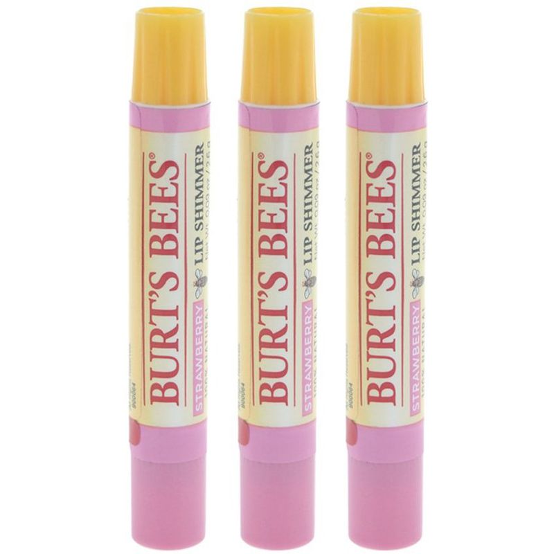 BURTS BEES - Lip Shimmer Fresa Paquete de 3 Burts Bees