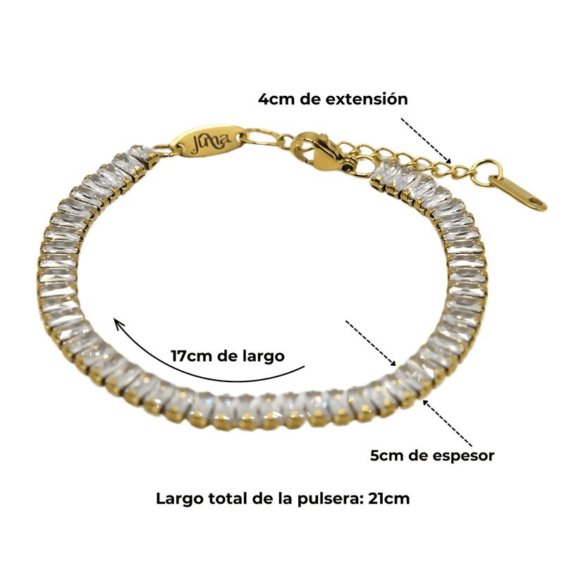 ELBAULDEJUMA - Pulsera tennis zirconias rectangulares chapada en oro 18k