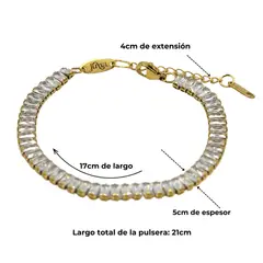 ELBAULDEJUMA - Pulsera tennis zirconias rectangulares chapada en oro 18k