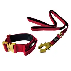 GENERICO - Collar Táctico Y Correa Para Perro - ROJO TALLA L