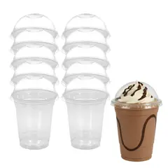 GENERICO - Set 250 Vasos Frappe 16Oz Tapa Domo 470mL Plastico PET