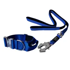 GENERICO - Collar Táctico Y Correa Para Perro - AZUL TALLA L