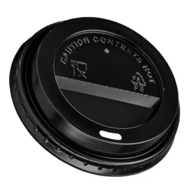 GENERICO - Set 300 Tapas Vaso Cafe 8oz Tapa Desechable Plastico Negro