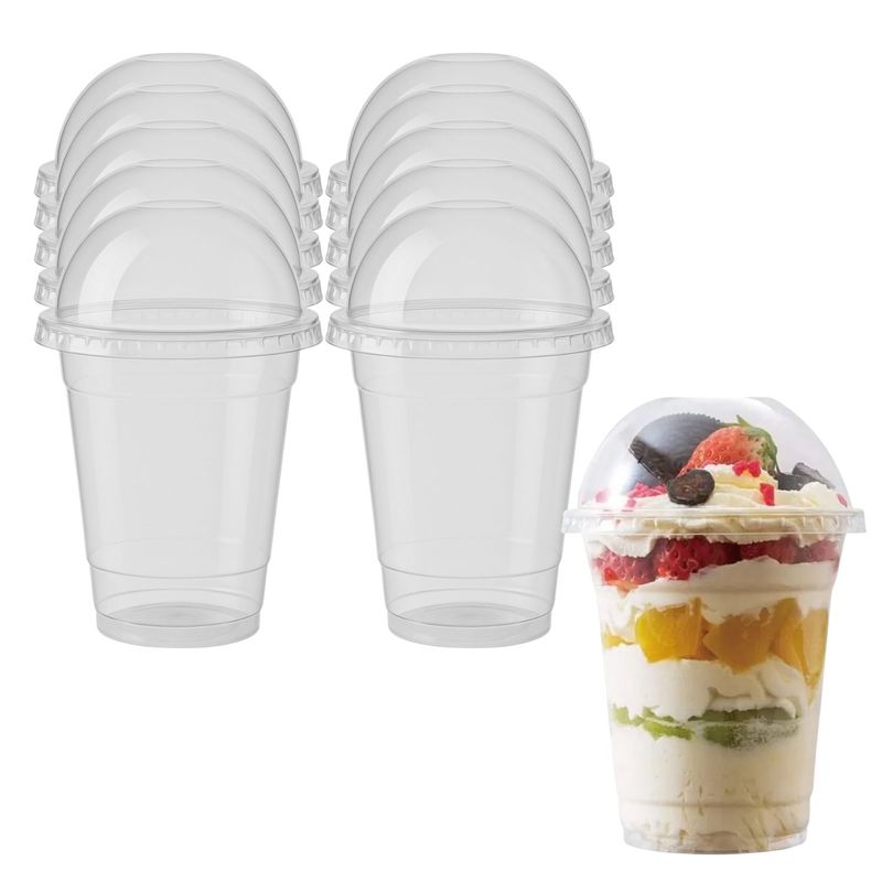 GENERICO - Set 20 Vasos Frappe 12oz Tapa Domo 470mL Plastico PET