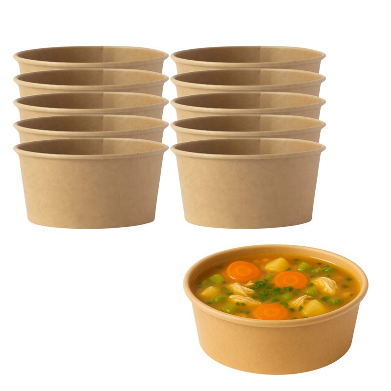 GENERICO - Set 10 Envases Para Sopa Kraft 177mL 6oz Comida Desechable