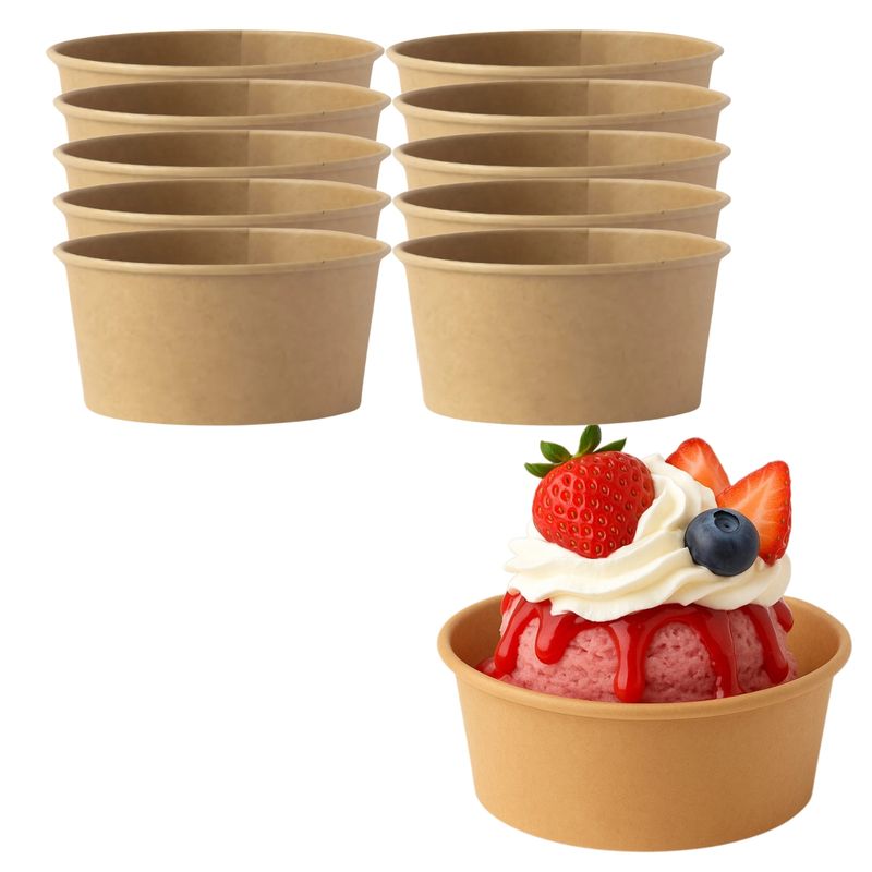 GENERICO - Set 40 Envases Sopa Doble Pared Kraft 177mL 6oz Desechable