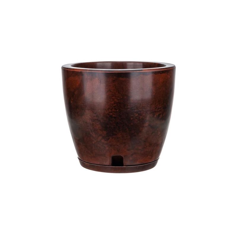 FLORIDIS - MACETERO FLORIDIS CAFE EFECTO MARMOL AMSTERDAM 28CM ALTO CON PLATO