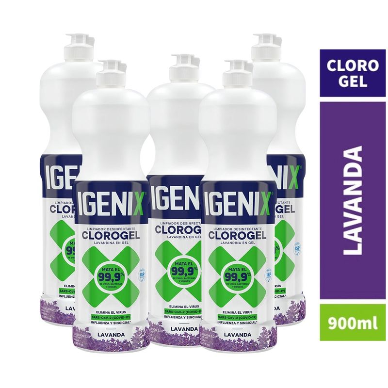 IGENIX - Pack X5 Limpiador Cloro Gel Igenix Lavanda 900ml