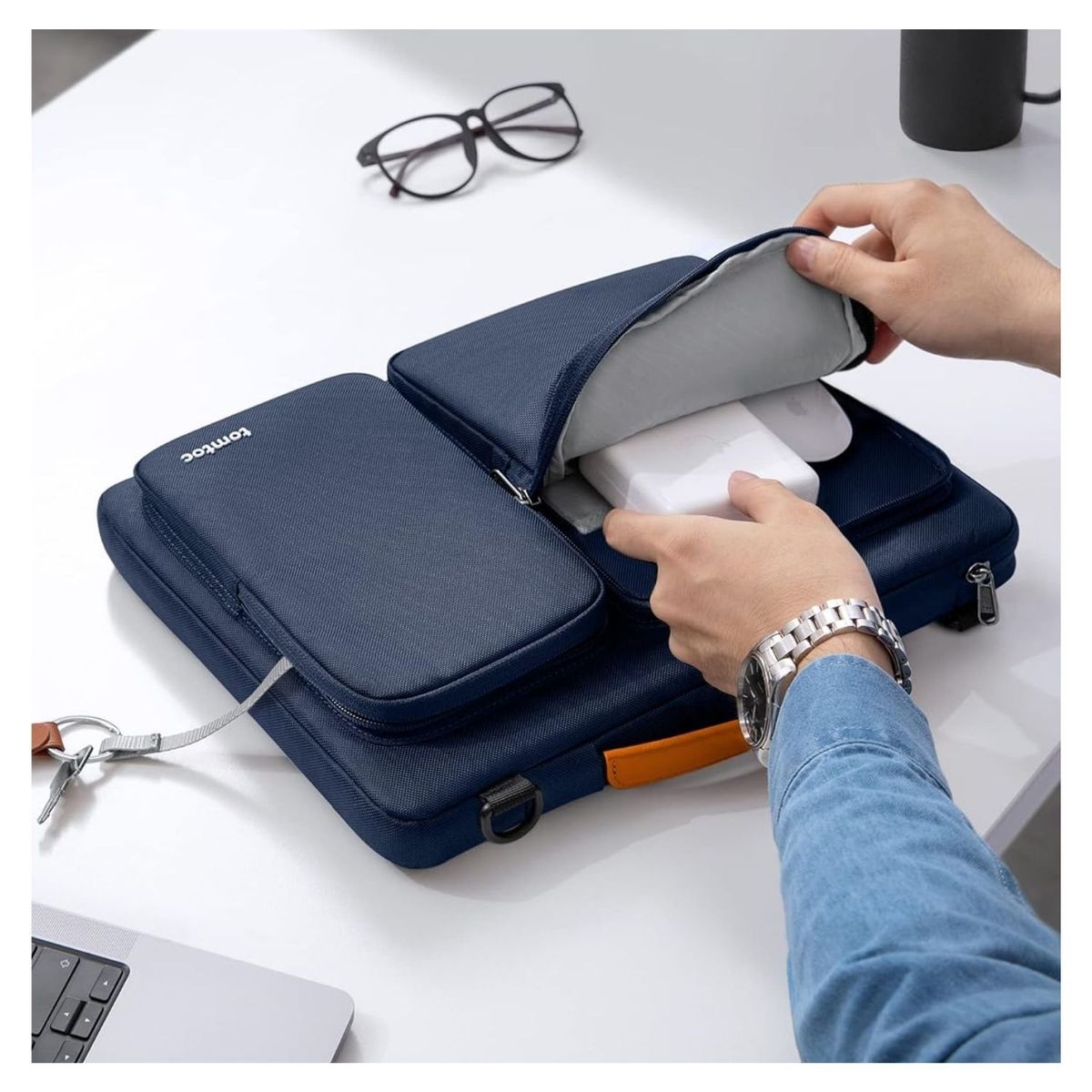 TOMTOC - Tomtoc Bolso de Hombro Defender-A42 para MacBook Pro de 14 - Azul