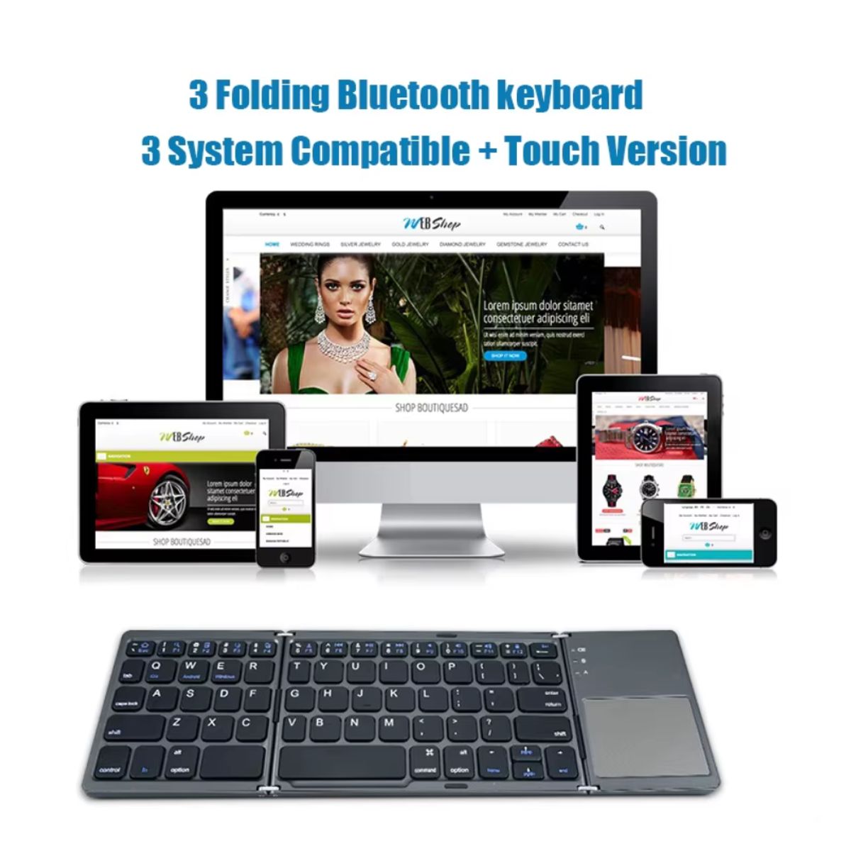 GENERICO - Mini Teclado Inalámbrico Portátil Plegable Con Ñ Español Con Touchpad