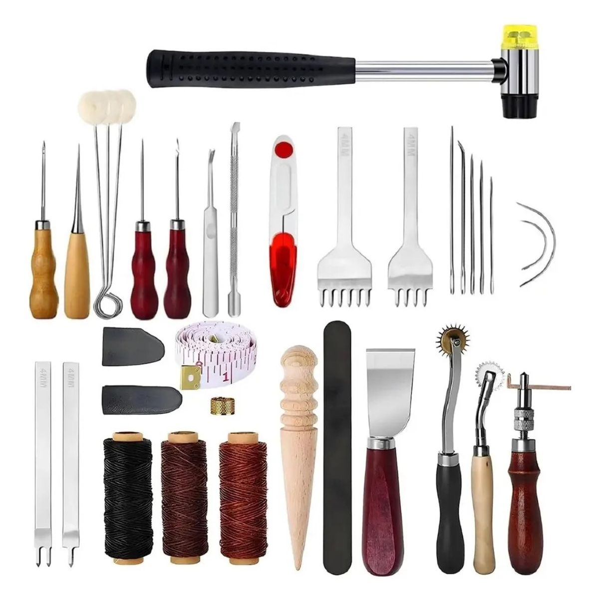 MUNDO MAGIA - Kit 35 Piezas Herramientas Cuero Piel Artesania Profesional