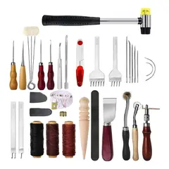 MUNDO MAGIA - Kit 35 Piezas Herramientas Cuero Piel Artesania Profesional
