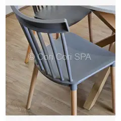 CORI CORI - Juego de Comedor Warwick Melamina Blanca 100cm + 4 Sillas Windsor Gris