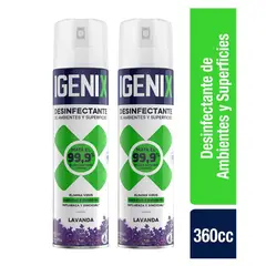 IGENIX - Pack X2 Desinfectante De Ambientes Lavanda Aerosol 360cc