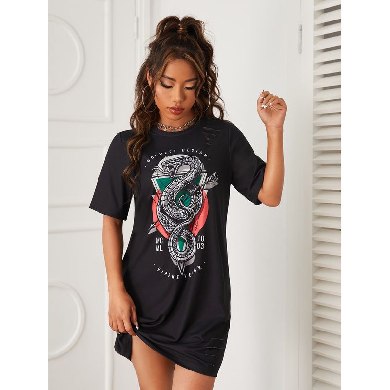 VARIOS - Rock Serpent Dress Negro She Shines