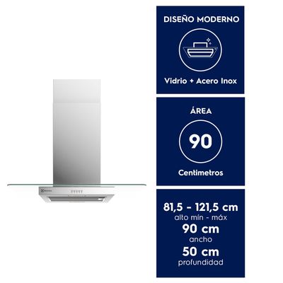 Imagen 2 del producto Campana Cocina Isla Decorativa 90cm Efficient Luz LED CE9IX Inox