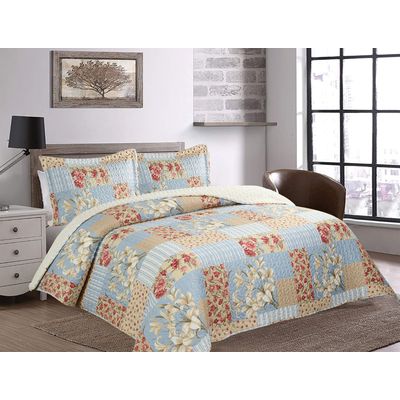 Imagen 1 del producto Quilt Patchwork Sherpa Azul Floral
