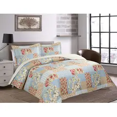 CHANTILLY - Quilt Patchwork Sherpa Azul Floral