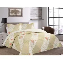 CHANTILLY - Quilt Patchwork Sherpa Verde Floral