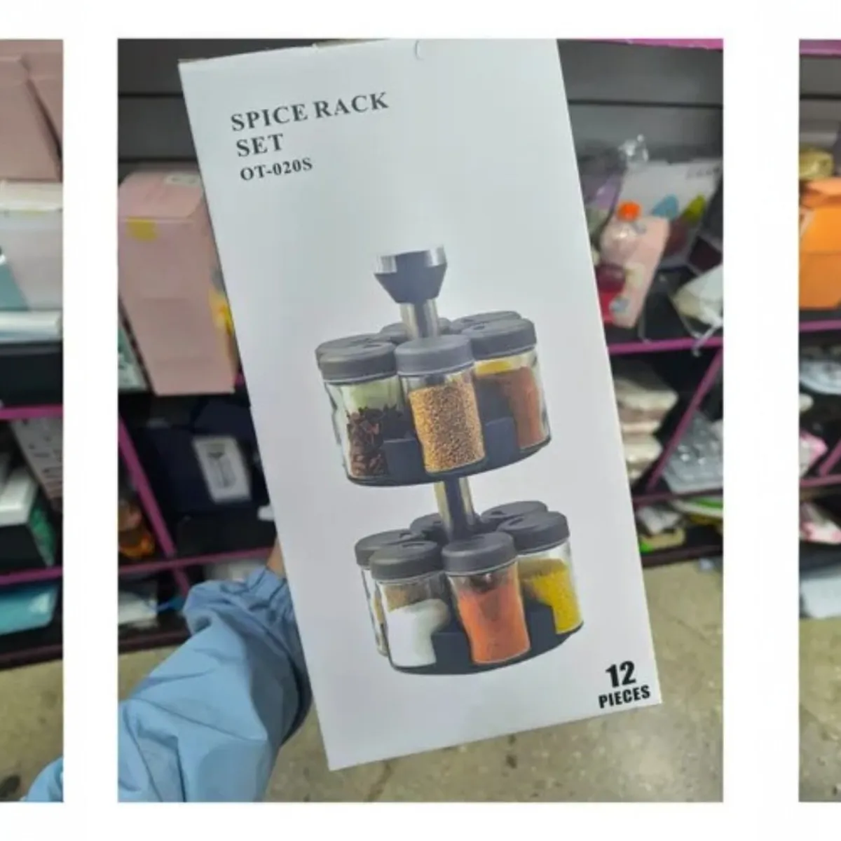 ANGELES DEL HOGAR - CONDIMENTERO GIRATORIO ESPECIERO 2 NIVELES SET 12 FRASCOS