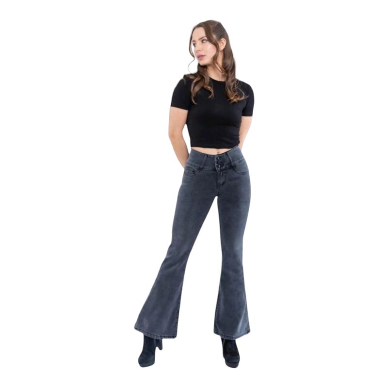 HERIEL - Jeans Flare Full Push Up Levanta Cola Corte Colombiano Con Polar
