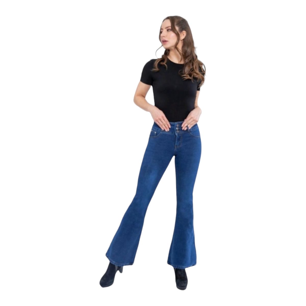 HERIEL - Jeans Flare Full Push Up Levanta Cola Corte Colombiano Con Polar