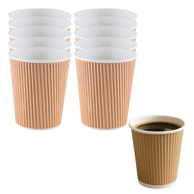 GENERICO - Set 40 Vasos Cafe Polipapel Termico 236mL 8Oz Corrugado