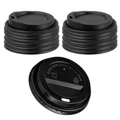 GENERICO - Set 10 Tapas Vaso de Cafe 6oz Tapa Desechable Plastico Negro