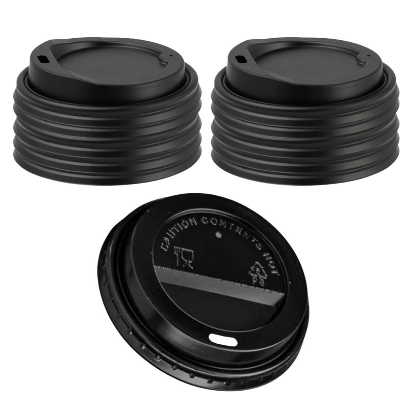 GENERICO - Set 50 Tapas Vaso de Cafe 6oz Tapa Desechable Plastico Negro