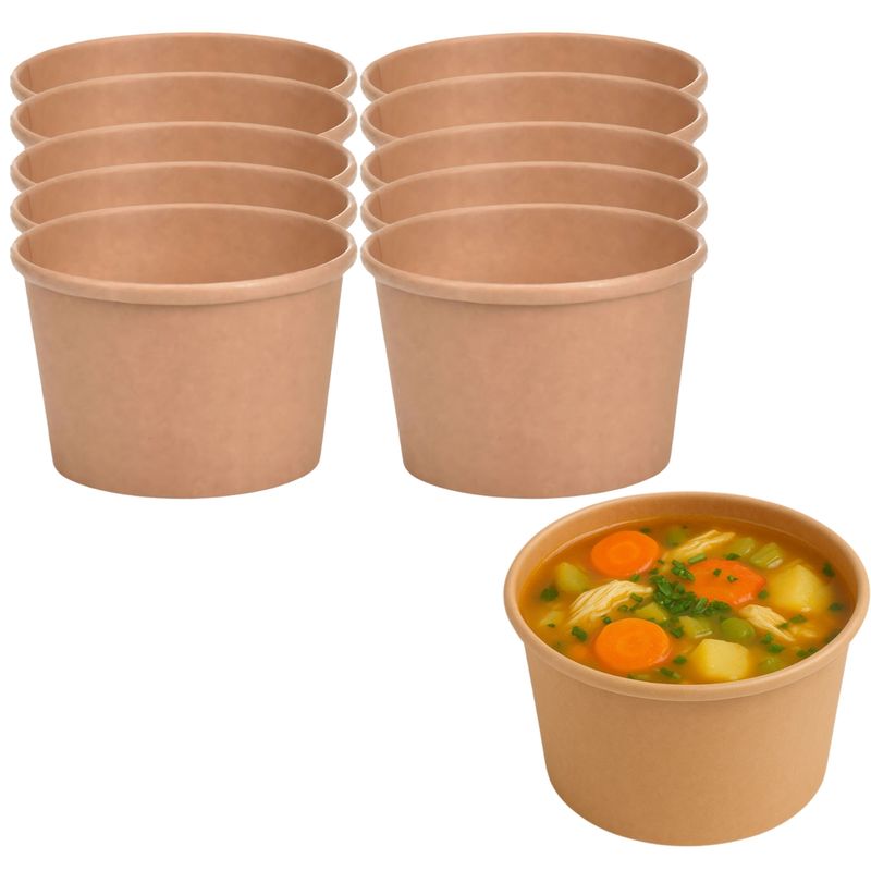 GENERICO - Set 50 Envases Para Sopa Kraft 236mL 8oz Comida Desechable