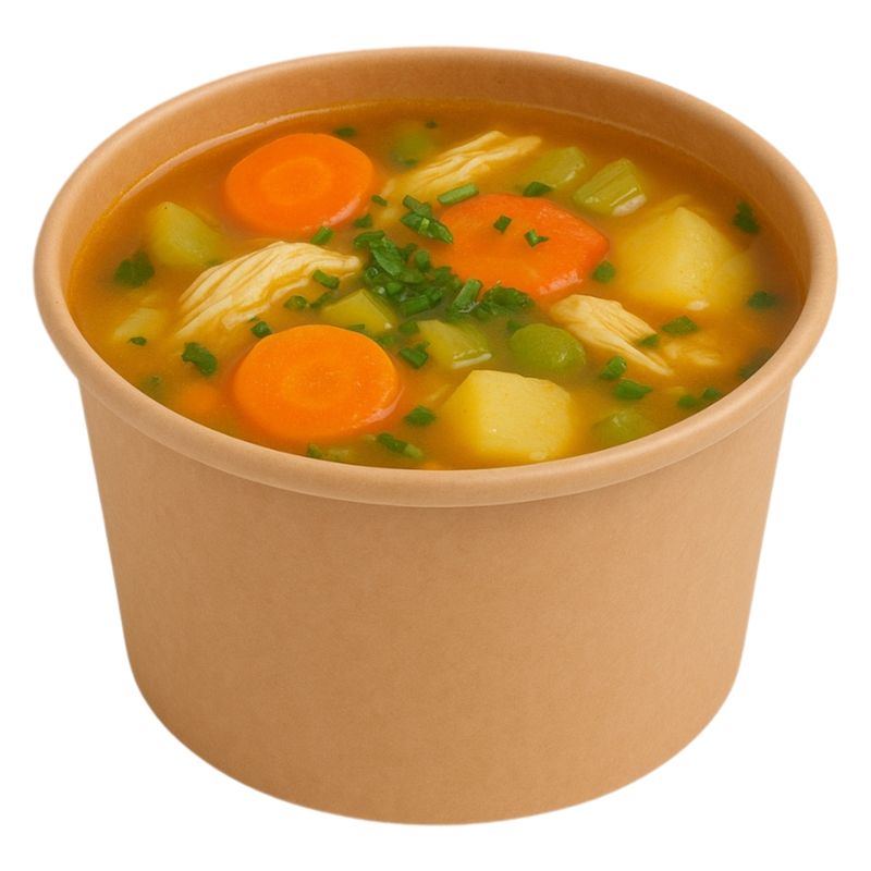 GENERICO - Set 100 Envases Para Sopa Kraft 236mL 8oz Comida Desechable