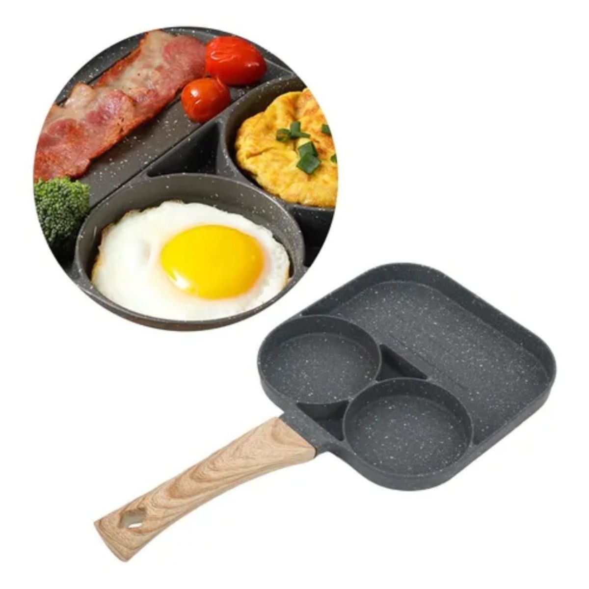 ANGELES DEL HOGAR - SARTÉN ANTIADHERENTE CON 3 DIVISIONES NEGRO